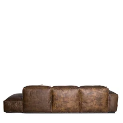 Divano componibile Placido con chaise longue e Free Side in pelle marrone