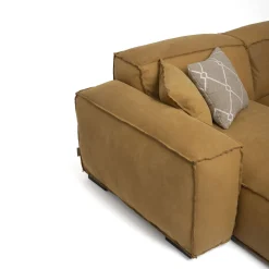 Divano componibile Placido con chaise longue pelle giallo ocra