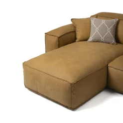 Divano componibile Placido con chaise longue pelle giallo ocra