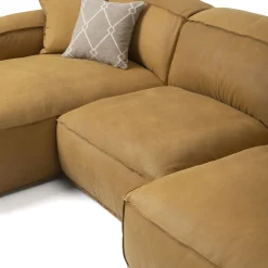 Divano componibile Placido con chaise longue pelle giallo ocra