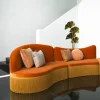 Divano Componibile Wave 3 Pezzi in Velluto Arancione #1