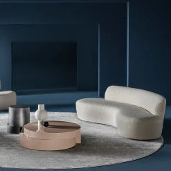 Divano Curvy Mono in tessuto bianco di Paola Navone