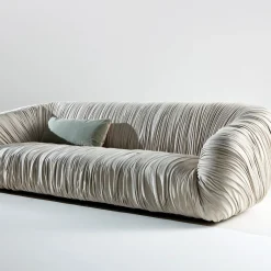 Divano Drap� in Pelle Grigia
