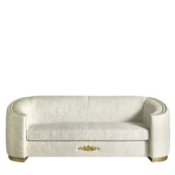 Divano Esedra in tessuto bianco con base in legno massello