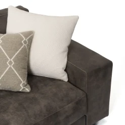 Divano Glam con chaise longue pelle marrone
