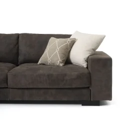 Divano Glam con chaise longue pelle marrone