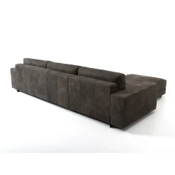 Divano Glam con chaise longue pelle marrone