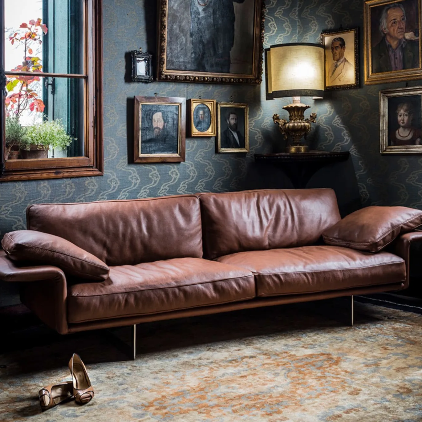 Divano in pelle marrone Alato