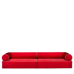 Divano in tessuto rosso e giallo Graphius di Giuseppe Dicecca