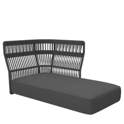 Divano lounge sinistro con schienale in corda Grigio scuro