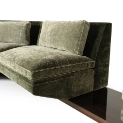 Divano Modulare a L con Pouf in Velluto Verde "Platea" di Storagemilano