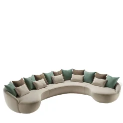 Divano Modulare Curvo Sidney in Velluto Beige
