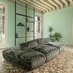 Divano modulare Pavé in tessuto verde