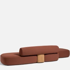 Divano Modulare Slow L in tessuto Loop rosso