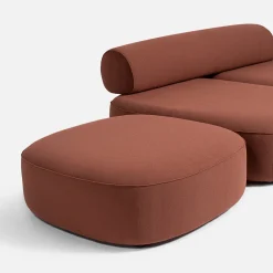 Divano Modulare Slow L in tessuto Loop rosso