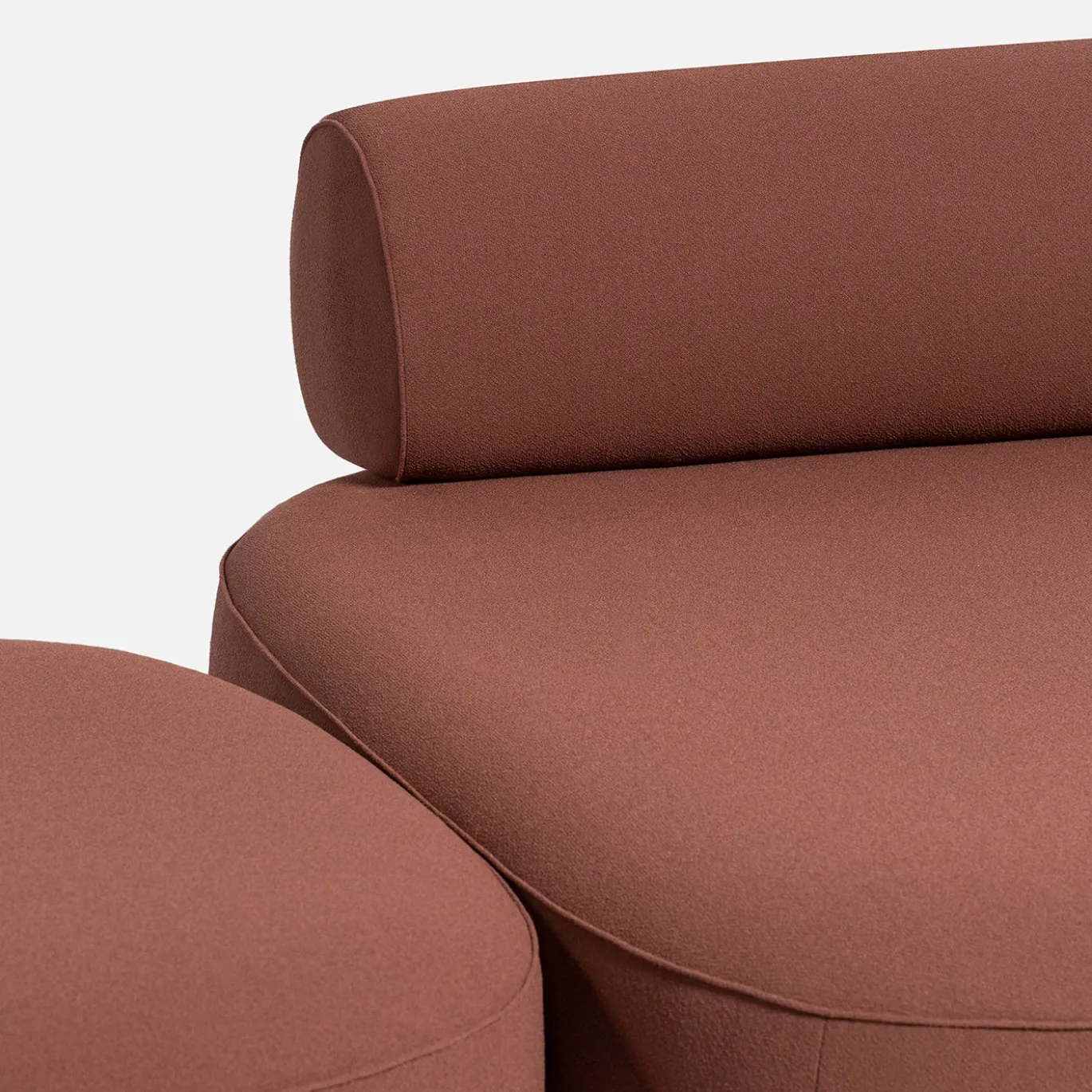 Divano Modulare Slow L in tessuto Loop rosso