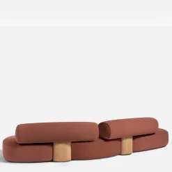 Divano Modulare Slow XL in tessuto Loop rosso