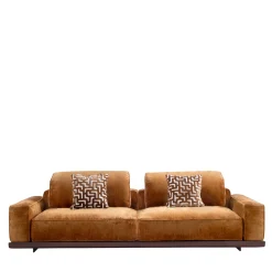 Divano Normand Arancione con Base in Legno
