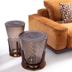 Divano Normand Arancione con Base in Legno