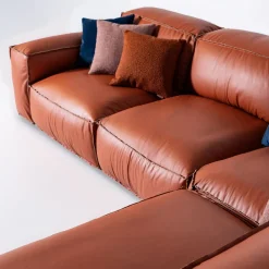 Divano Placido angolare pelle arancione
