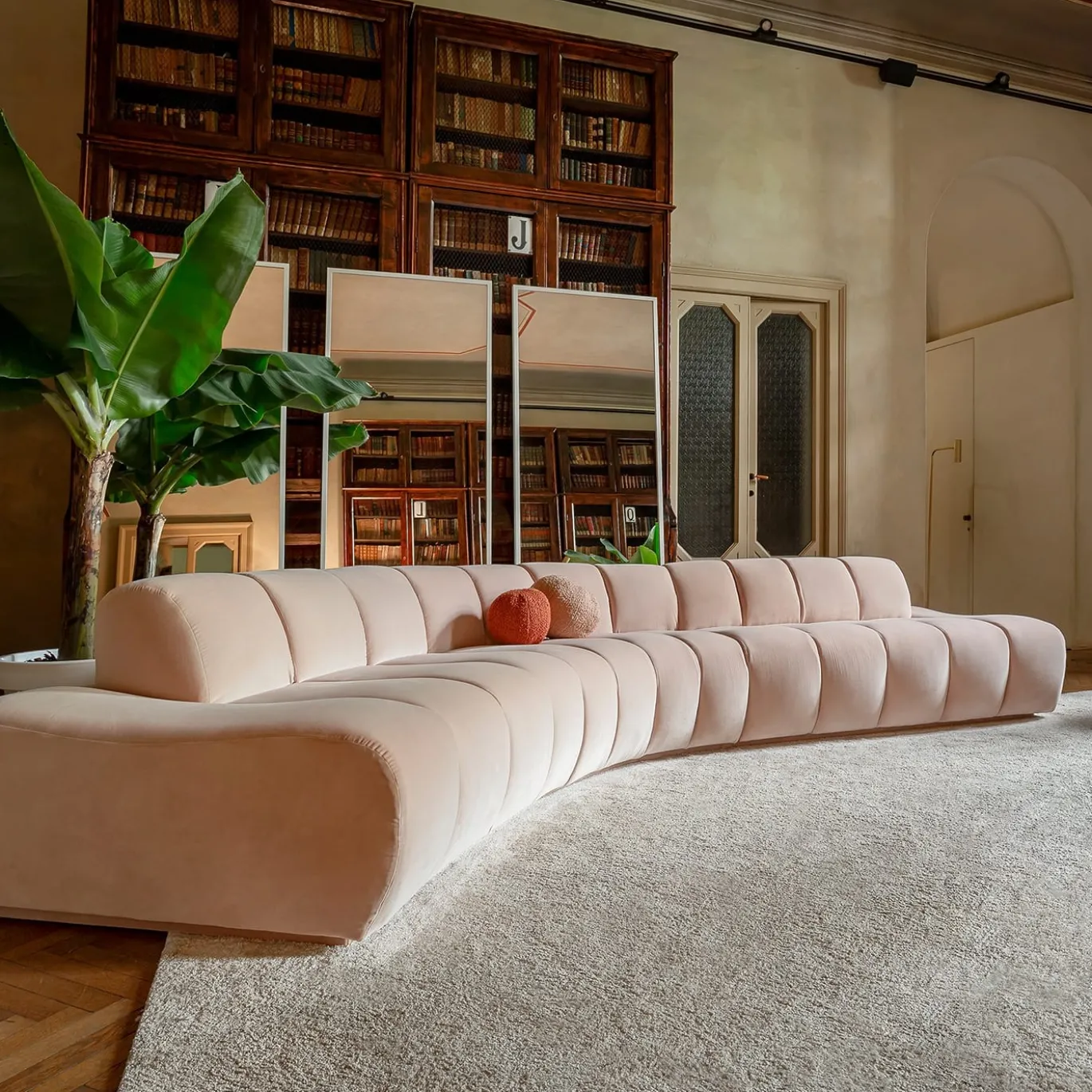 Divano rosa in legno massiccio Les Baguettes