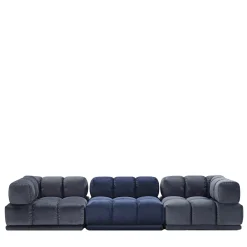 Divano Sacai a 3 moduli grigio e blu