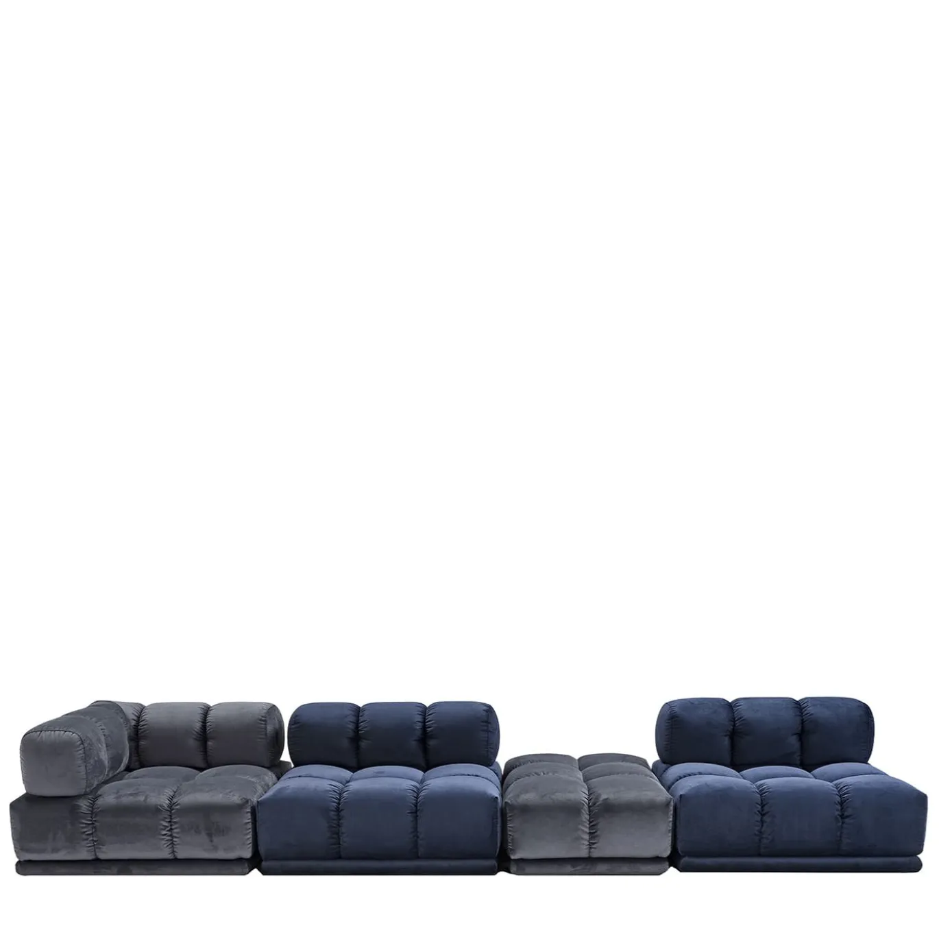 Divano Sacai a 4 moduli grigio e blu