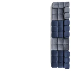 Divano Sacai a 4 moduli grigio e blu