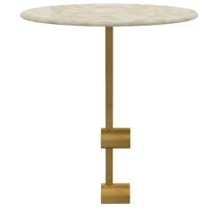 Divano sinistro Mythos in tessuto bouclé beige con tavolino laterale in marmo