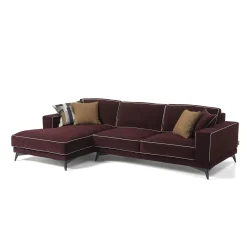 Divano Tesla con chaise longue bordeaux