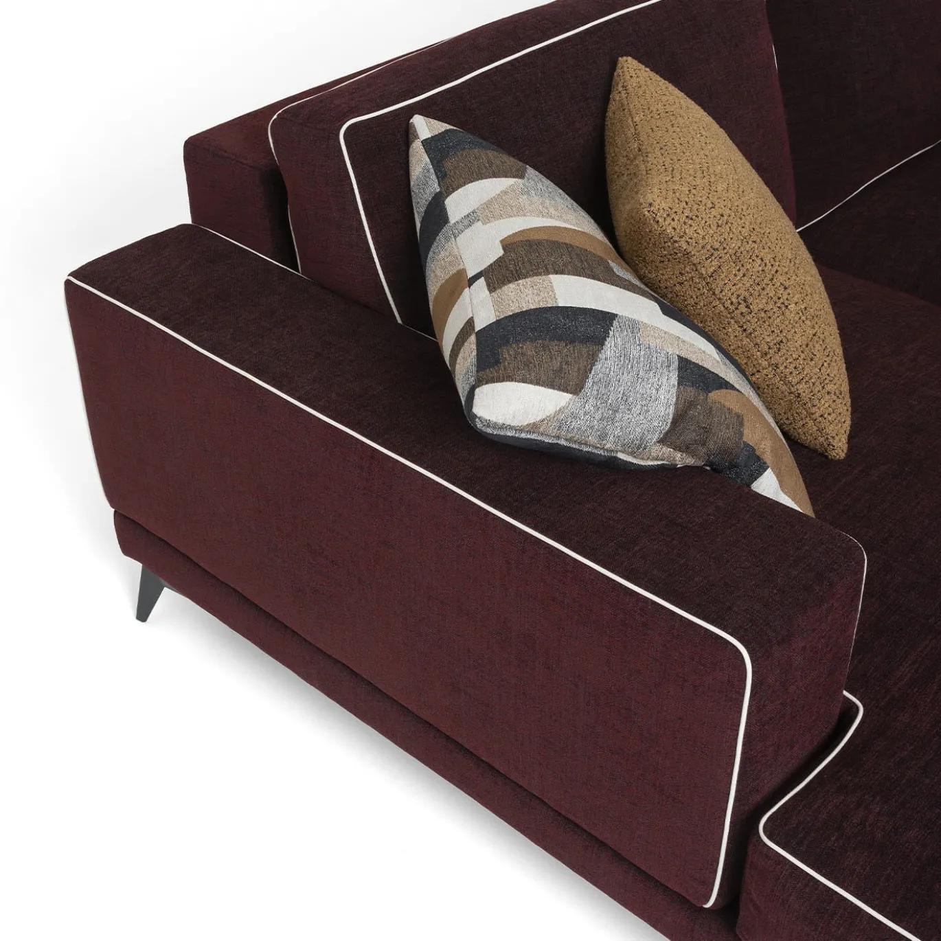 Divano Tesla con chaise longue bordeaux