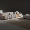 Divano Venezia in Tessuto Grigio con Dettagli in Pelle Marrone #2