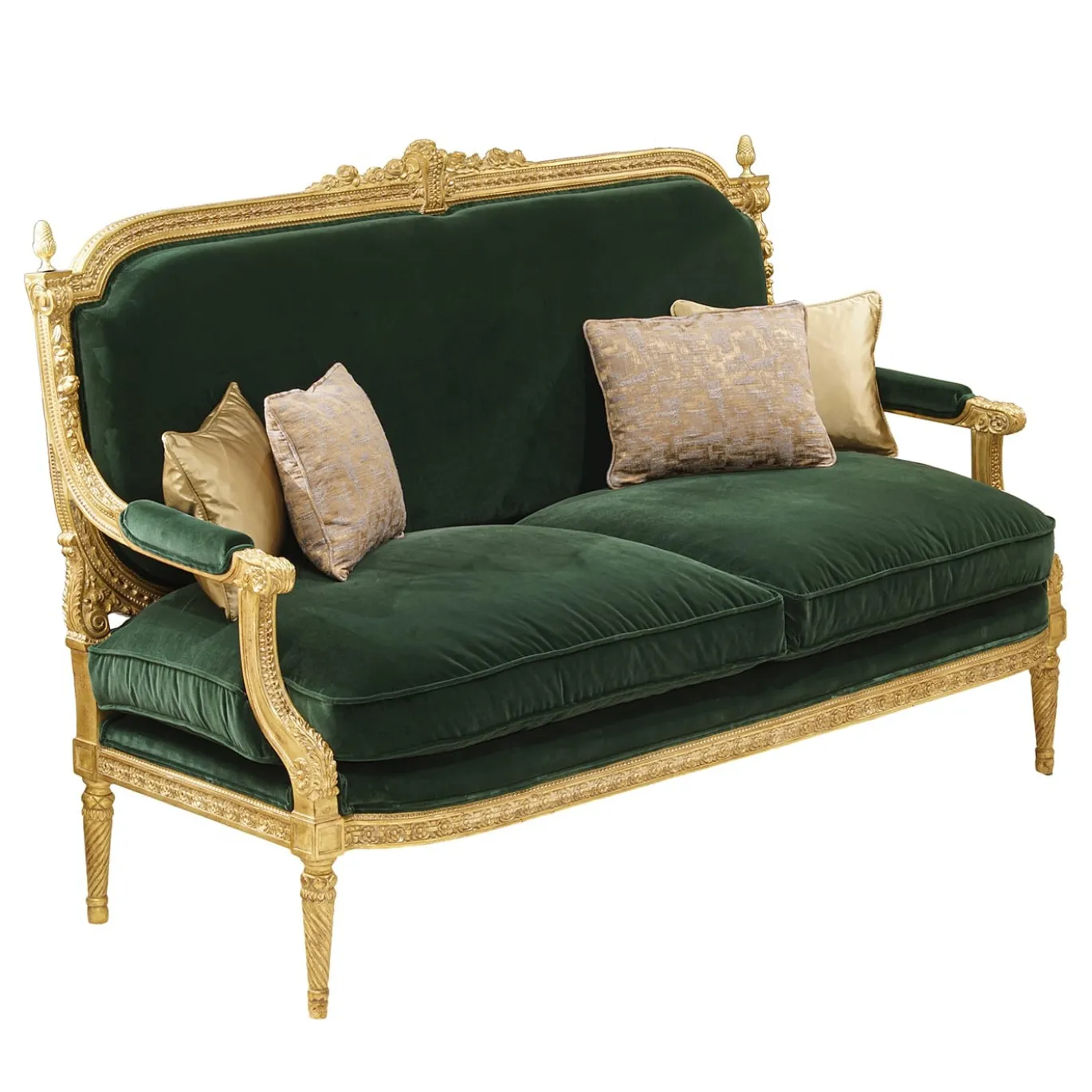 Divano verde e oro in stile Lous XVI