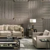 Divano Zeus 4 posti beige con intarsi in corno
