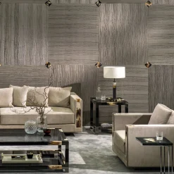 Divano Zeus 4 posti beige con intarsi in corno