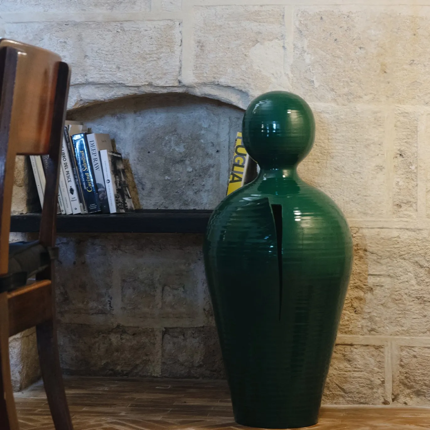 DO Scultura Decorativa in Ceramica Verde (H 90 cm | 35.4")