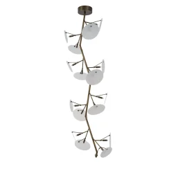 DP Lampadario in vetro e ottone brunito spazzolato