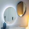 Dune Specchio Tondo Decorato Con Resina Materica Color Beige