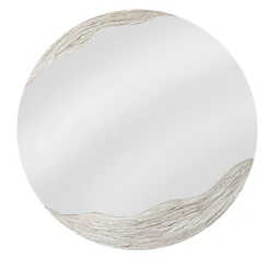 Dune Specchio Tondo Decorato Con Resina Materica Color Beige