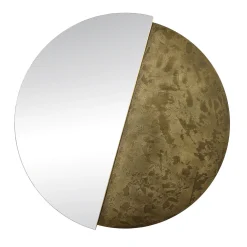 Eclisse Specchio Grande Rotondo Decorato con Resina Spatolata Bronzo