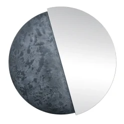 Eclisse specchio Grande rotondo decorato con resina spatolata argento