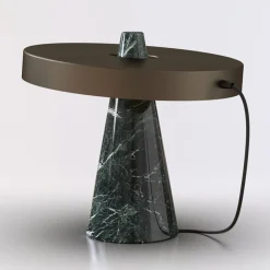 ED039 Lampada da tavolo in pietra verde e bronzo
