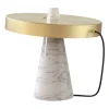 ED039 Lampada da tavolo in pietra bianca e ottone
