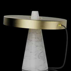 ED039 Lampada da tavolo in pietra bianca e ottone