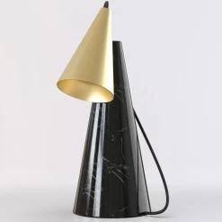 ED038 Lampada da tavolo in pietra nera e ottone