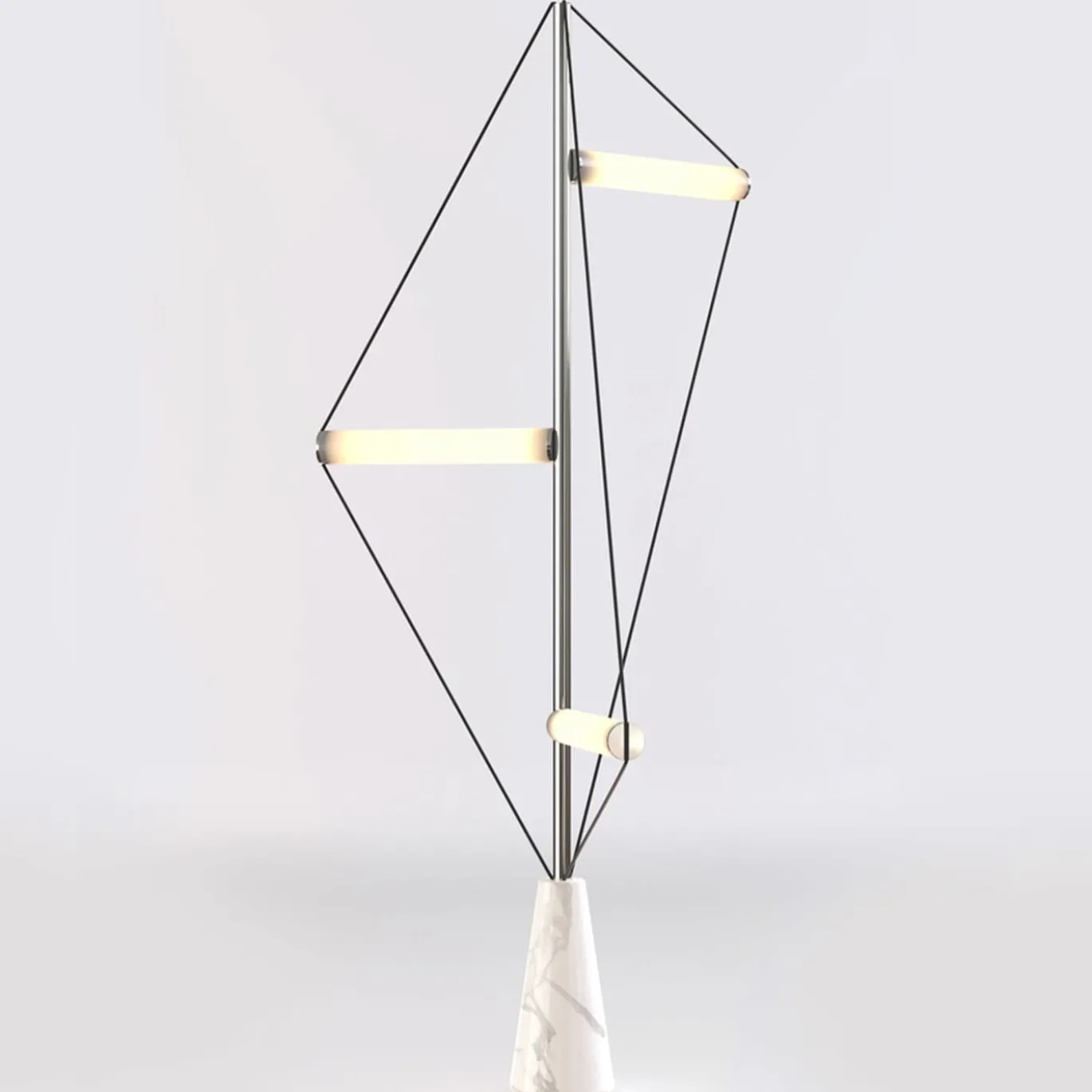 Ed047 Lampada da terra cromata con base bianca