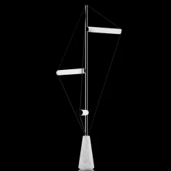 Ed047 Lampada da terra cromata con base bianca