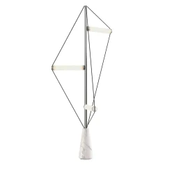 Ed047 Lampada da terra cromata con base bianca