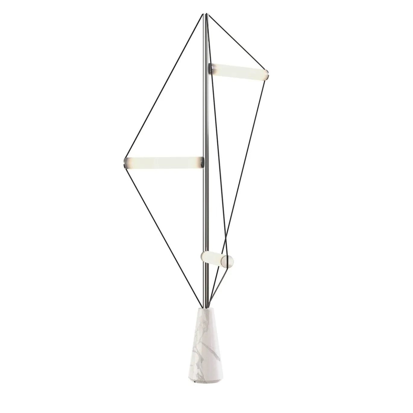 Ed047 Lampada da terra cromata con base bianca