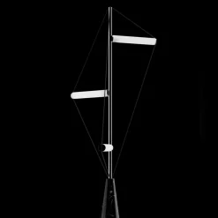Ed047 Lampada da terra cromata con base nera